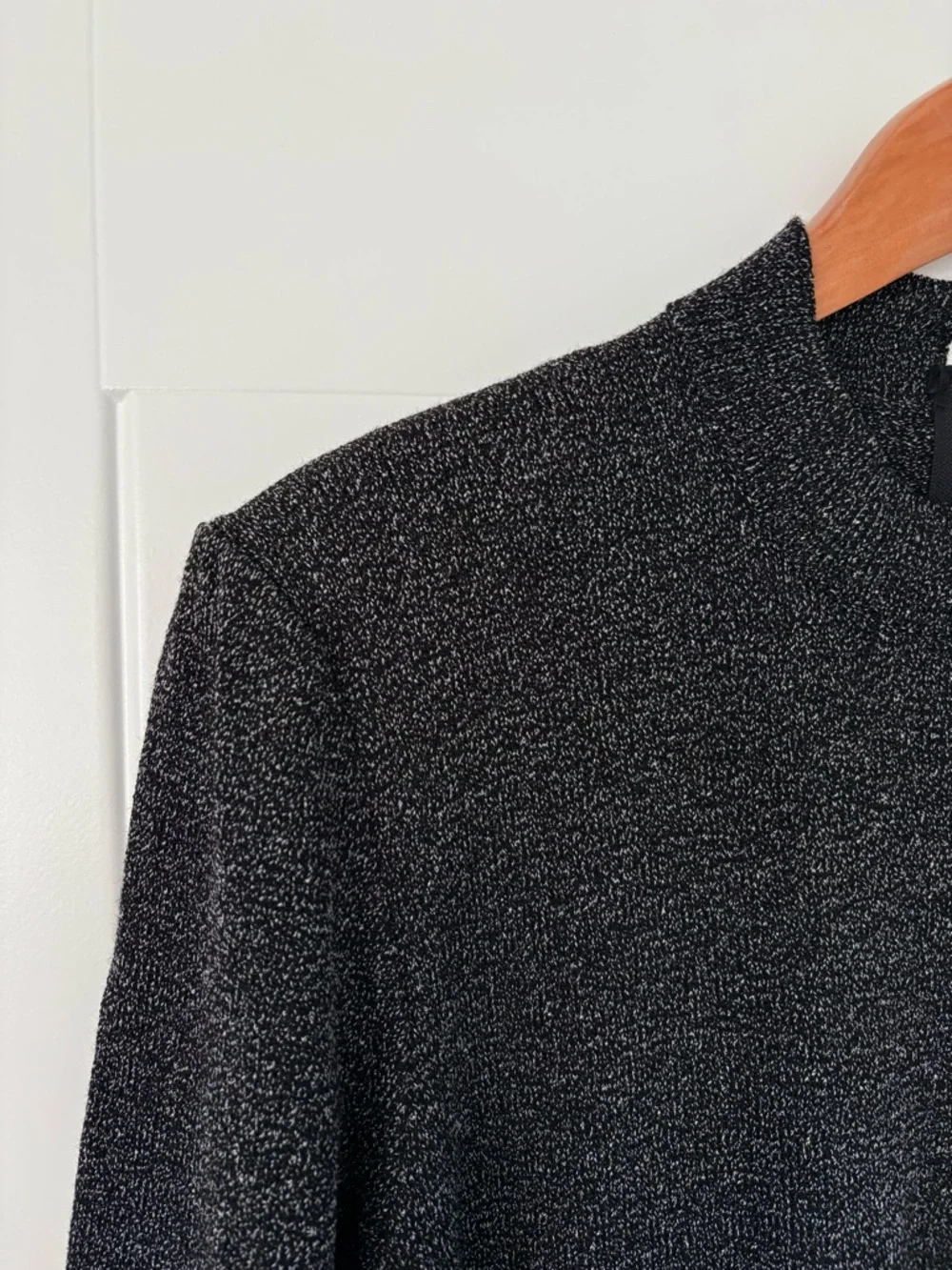 𝅺TOULA Vintage Wool Blend Sweater Dress Cuffed Sleeve Hand Knit Grey *FLAW* - Picture 3 of 16